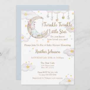 Twinkle Twinkle Little Star Bunny Baby Shower Invitation