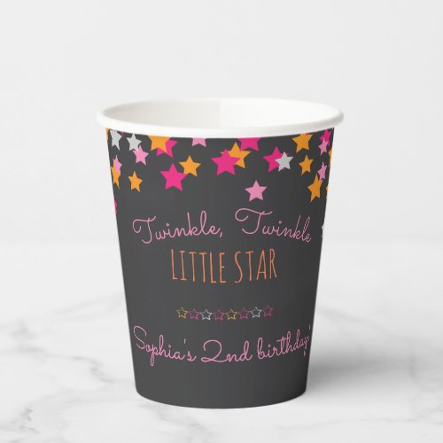 Twinkle Twinkle Little Star Chalkboard Birthday Paper Cups