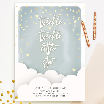 Twinkle Twinkle Little Star Clouds Birthday Invitation by JillsPaperie at Zazzle