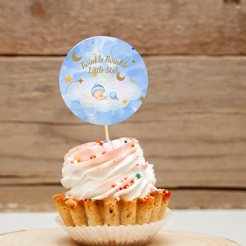 Twinkle Twinkle Little Star Cupcake Toppers Classic Round Sticker