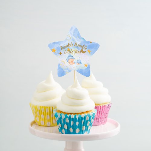 Twinkle Twinkle Little Star Cupcake Toppers Star Sticker