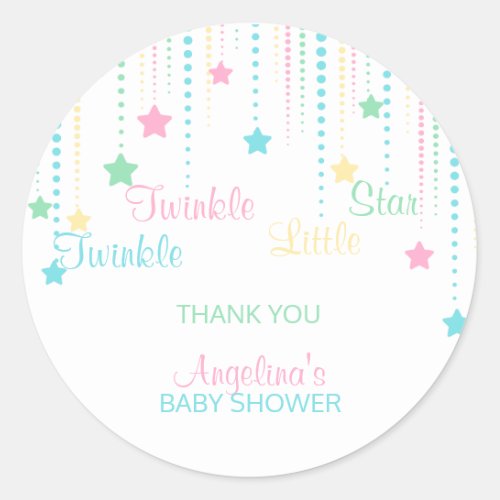 Twinkle Twinkle Little Star _ Custom Baby Shower Classic Round Sticker