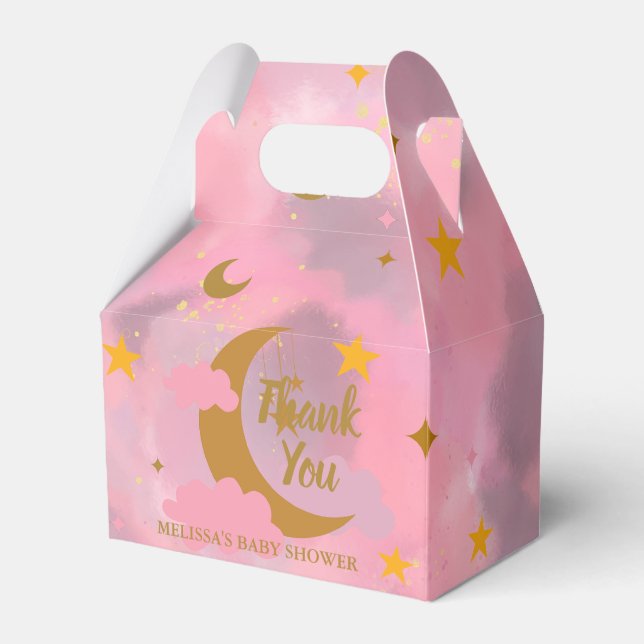 Twinkle twinkle little star custom pink favor boxes (Front Side)