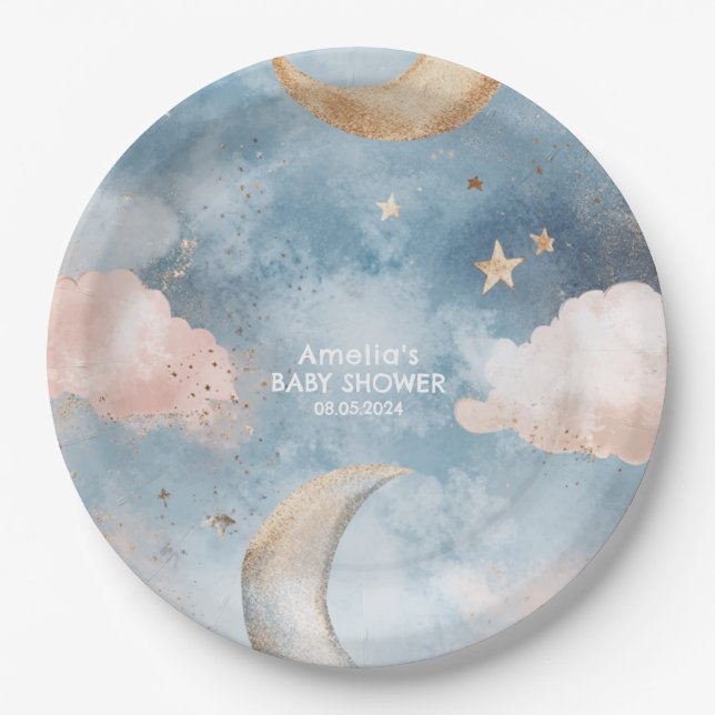 Twinkle twinkle little star Cute Baby Shower Paper Plates (Front)