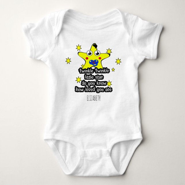 Twinkle Twinkle Little Star Cute Star Baby Bodysuit (Front)