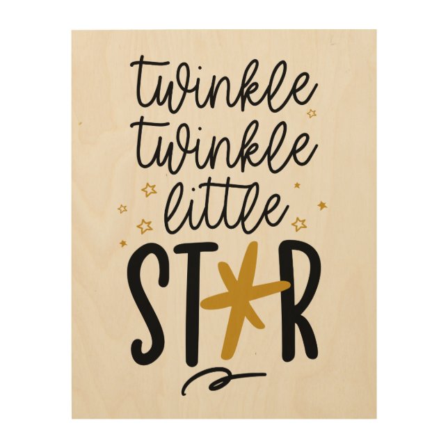 Twinkle Twinkle Little Star Doodle Wood Wall Art (Front)