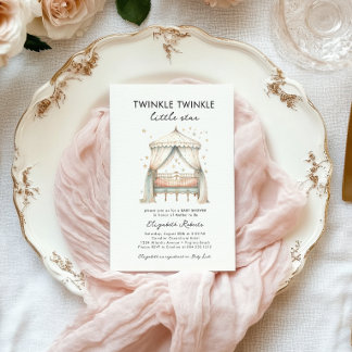 Twinkle Twinkle Little Star Elegant Baby Shower Invitation