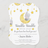 'Twinkle Twinkle Little Star' Elephant Baby Shower Invitation