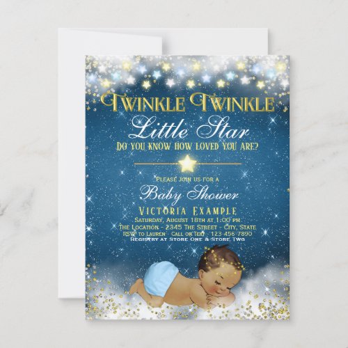 Twinkle Twinkle Little Star Ethnic Baby Boy Shower Invitation
