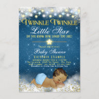 Twinkle Twinkle Little Star Ethnic Baby Boy Shower Invitation