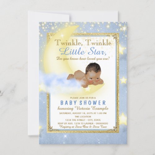 Twinkle Twinkle Little Star Ethnic Boy Baby Shower Invitation