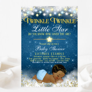 Twinkle Twinkle Little Star Ethnic Boy Baby Shower Invitation