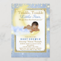 Twinkle Twinkle Little Star Ethnic Boy Baby Shower Invitation