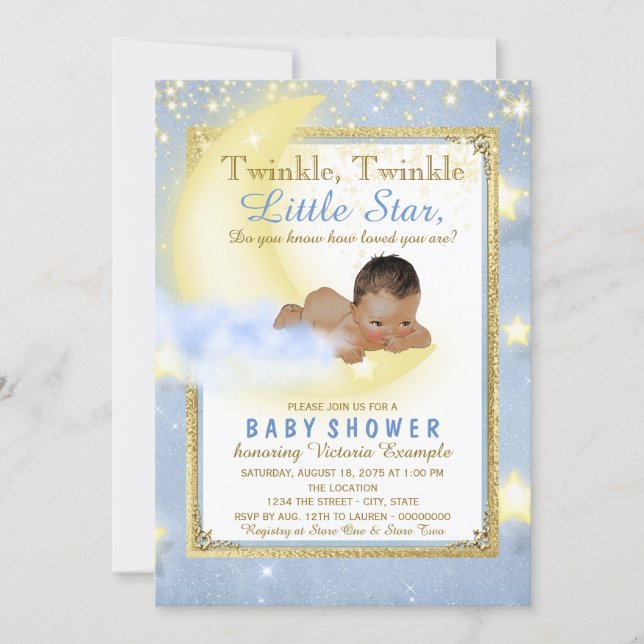 Twinkle Twinkle Little Star Ethnic Boy Baby Shower Invitation (Front)