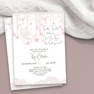 Twinkle Twinkle Little Star Fairy Pink Baby Shower Invitation