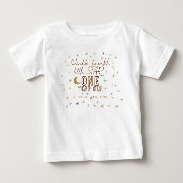 Twinkle Twinkle Little Star First Birthday Baby T-Shirt (Front)