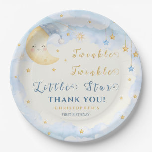 Twinkle Twinkle Little Star First Birthday Blue Paper Plates