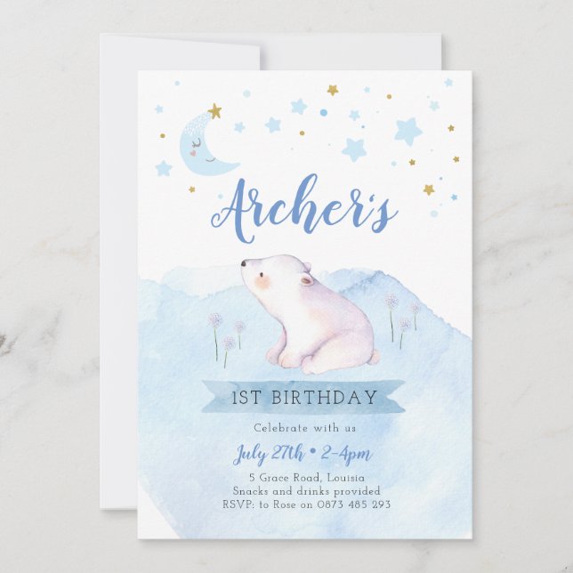 Twinkle twinkle little star first birthday invitation (Front)