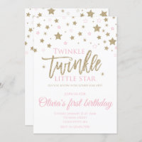 Twinkle Twinkle Little Star first birthday invite