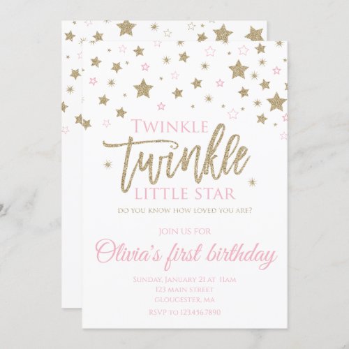 Twinkle Twinkle Little Star first birthday invite