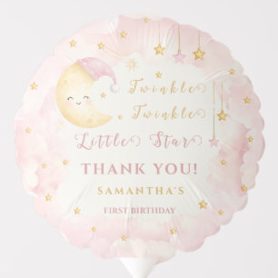Twinkle Twinkle Little Star First Birthday Pink Balloon