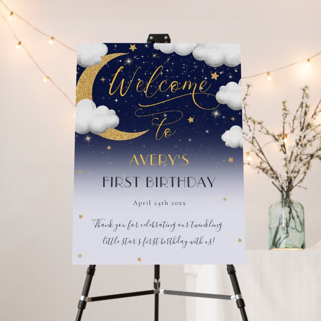 Twinkle Twinkle Little Star First Birthday Welcome Foam Board (In Situ (Stand))
