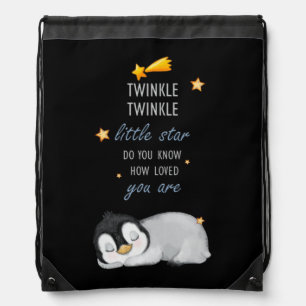 Twinkle, Twinkle Little Star for Sleep Penguin Drawstring Bag