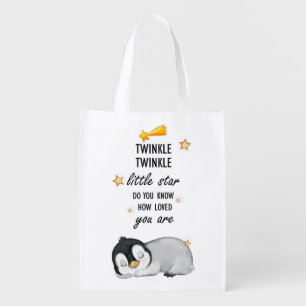 Twinkle, Twinkle Little Star for Sleep Penguin Grocery Bag