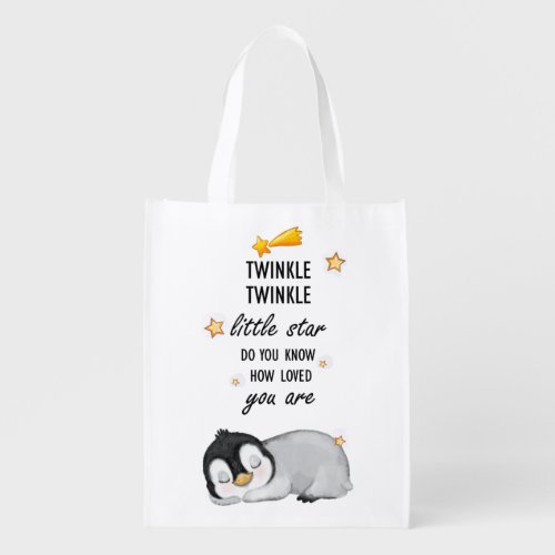 Twinkle Twinkle Little Star for Sleep Penguin Grocery Bag