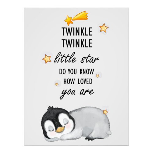 Twinkle Twinkle Little Star for Sleep Penguin  Ph Photo Print