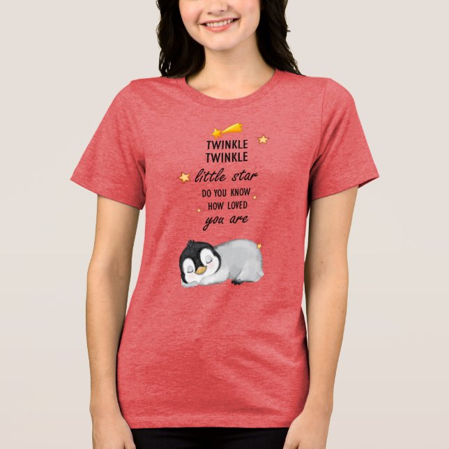 Twinkle, Twinkle Little Star for Sleep Penguin  T- Tri-Blend Shirt (Front)