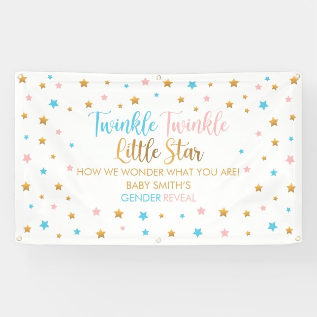 Twinkle Twinkle Little Star Gender Reveal backdrop Banner (Horizontal)