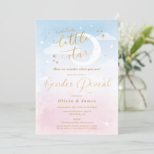 Twinkle Twinkle Little Star Gender Reveal Invitation