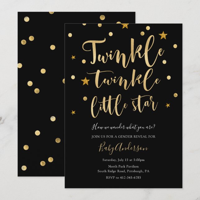 Twinkle Twinkle Little Star Gender Reveal Invitation (Front/Back)
