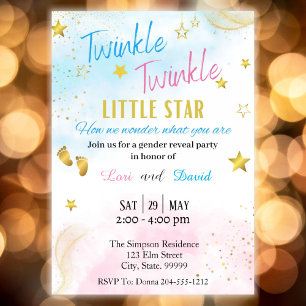 Twinkle Twinkle Little Star Gender Reveal  Invitation
