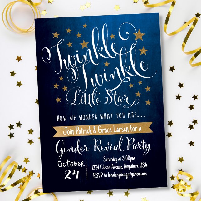 Twinkle Twinkle Little Star Gender Reveal Invitation (Creator Uploaded)