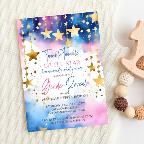 Twinkle twinkle little star gender reveal invitation