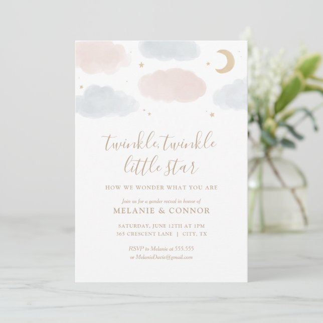 Twinkle Twinkle Little Star Gender Reveal Invitation (Standing Front)