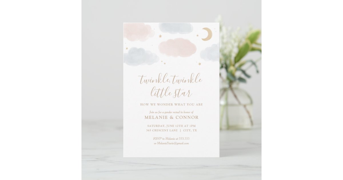 Twinkle Twinkle Little Star Gender Reveal Invitation | Zazzle