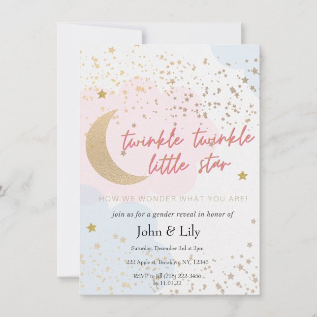 Twinkle twinkle little star gender reveal invite (Front)