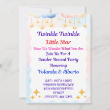 Twinkle Twinkle Little Star Gender Reveal Invite
