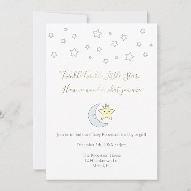 Twinkle Twinkle Little Star - Gender Reveal Invite (Front)