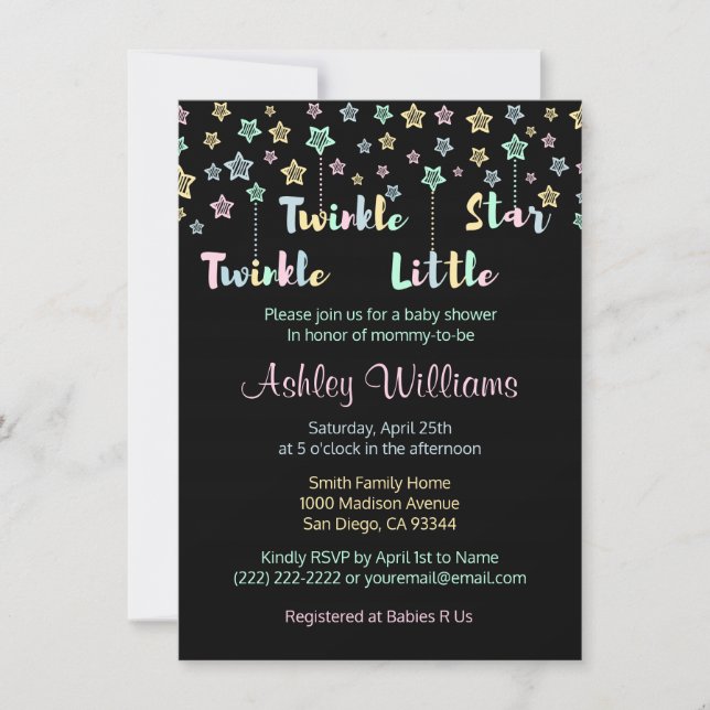 Twinkle Twinkle Little Star Gender Reveal Neutral Invitation (Front)