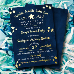 Twinkle Twinkle Little Star Gender Reveal Party Foil Invitation