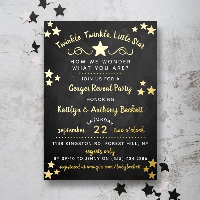 Twinkle Twinkle Little Star Gender Reveal Party Foil Invitation (Creator Uploaded)