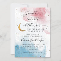 Twinkle Twinkle Little Star Gender Reveal Party Invitation