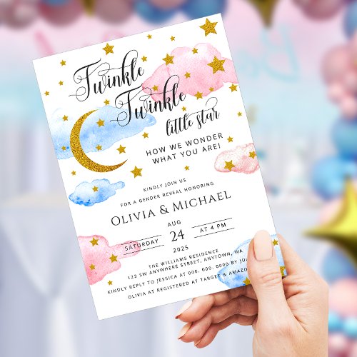 Twinkle Twinkle Little Star Gender Reveal Party Invitation