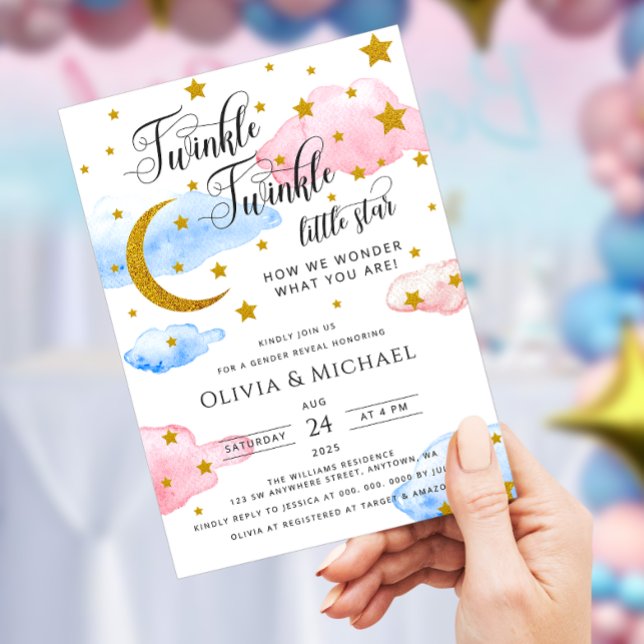 Twinkle Twinkle Little Star Gender Reveal Party Invitation (Creator Uploaded)