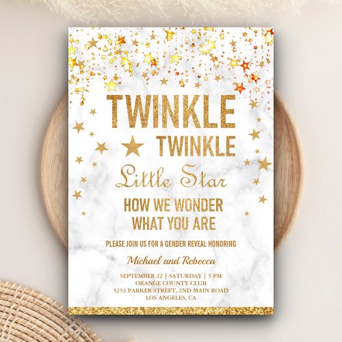 Twinkle Twinkle Little Star Gender Reveal Party Invitation