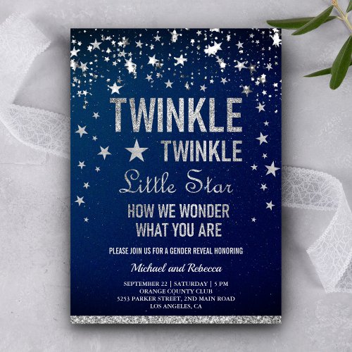Twinkle Twinkle Little Star Gender Reveal Party Invitation